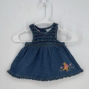 Vintage Pooh denim overalls size 6/9m